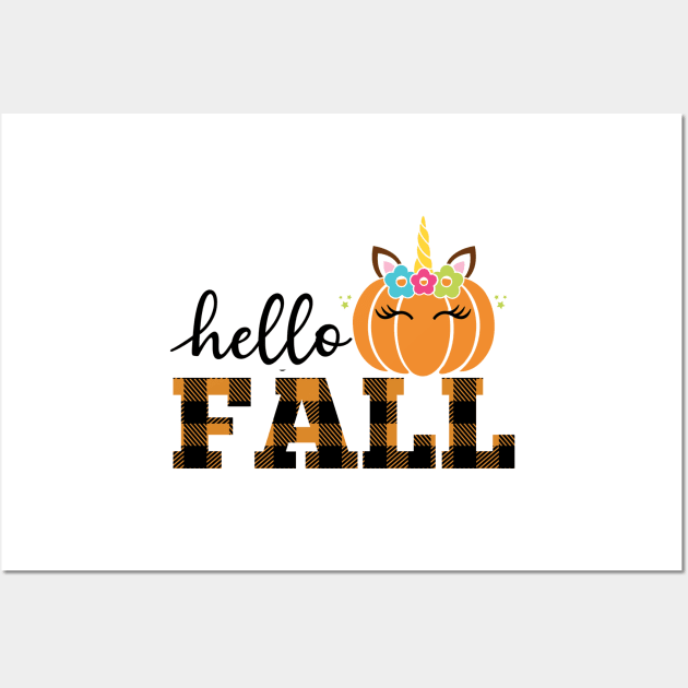 Say Hello Fall with a Unicorn Attitude (light bg) Wall Art by ThinkLMAO